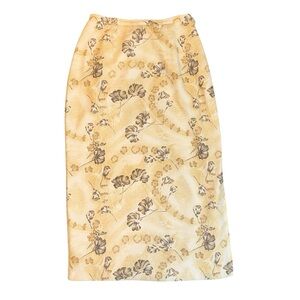 Elegant Floral Pencil Skirt With Side Slit Vintage 60s Made In Canada